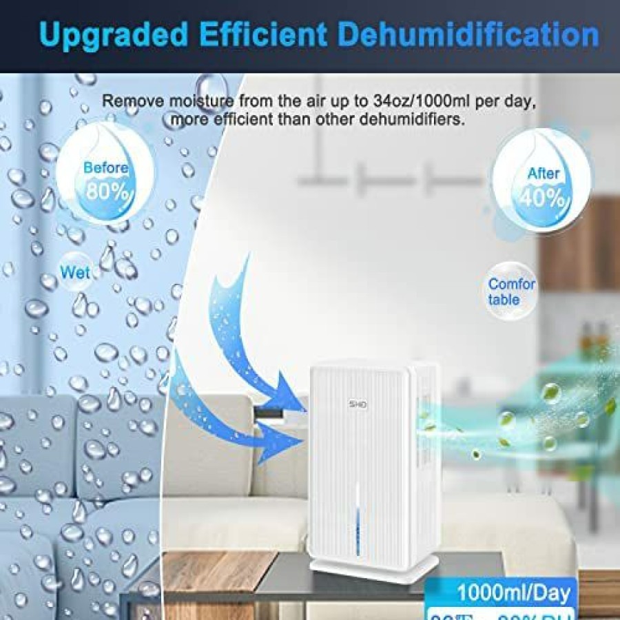 Dehumidifiers * | Affordable Price 102Oz Dehumidifiers For Home Bedroom Basement, Shd Small Dehumidifier With Colorful Light & 2 Working Modes, Smart Dehumidifiers For Bathroom Closet Rv Red