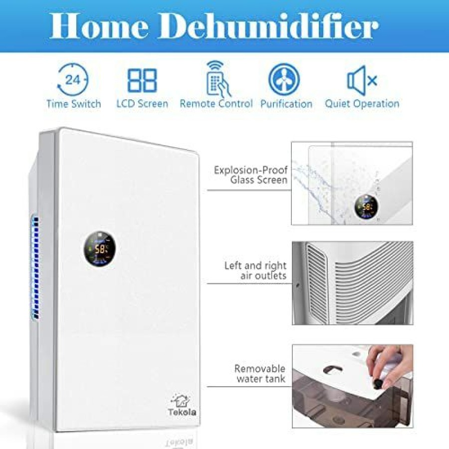 Dehumidifiers * | Bargain Sale Dehumidifier For Home And Basement, 550 Sq.Ft Dehumidifiers For High Humidity With Remote Control, 2100Ml (71 Oz) Ultra Quiet Portable Air Dehumidifiers For Basements, Bedroom, Bathroom, Rv Red