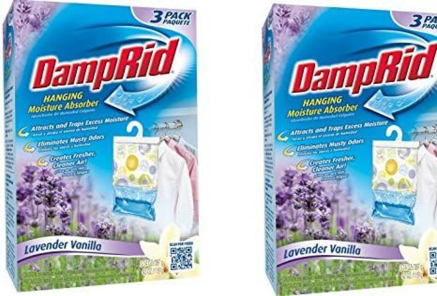 Dehumidifiers * | Affordable Price Damprid Fg83Lv Hanging Moisture Absorber Lavender Vanilla Bzaeem, 2Pack (3 Pack, Lavendar)