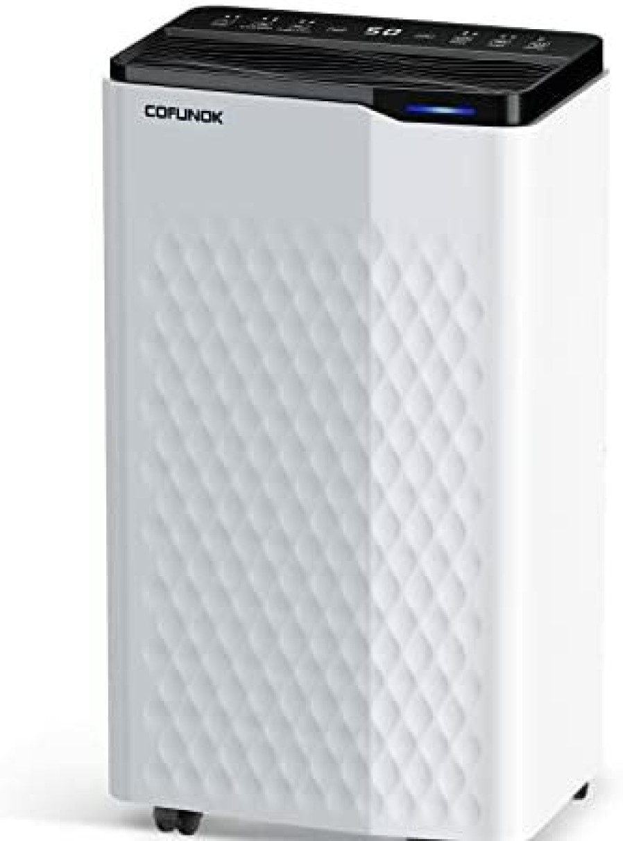 Dehumidifiers * | Bargain Sale Dehumidifiers For Home 4500 Sq Ft, Cofunok 50 Pints Dehumidifiers With Drain Hose For Large Room/Basement, Auto Or Manual Drainage, 4.3L Water Tank, Washable Air Filters, 3 Operation Modes, 24Hr Timer White