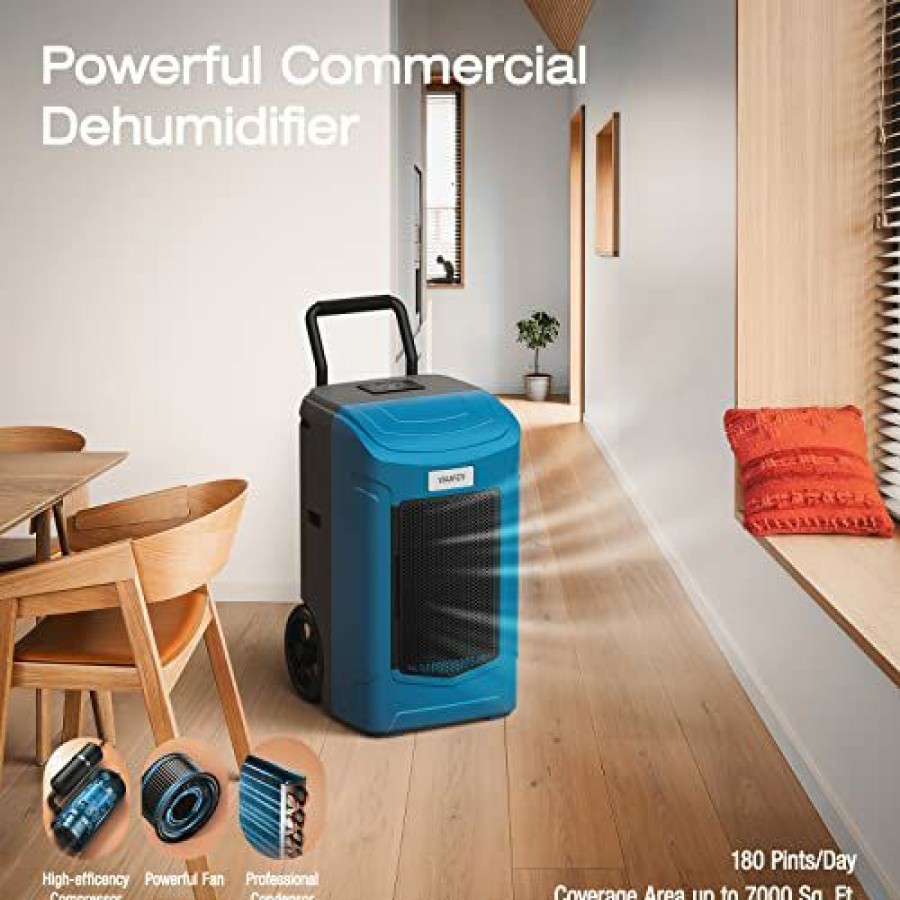 Dehumidifiers * | Special Offer Yaufey 180 Pints Commercial Dehumidifier With Pump And Drain Hose, Intelligent Humidity Control, Large Capacity Dehumidifier For Large Basement, Garage And Warehouse