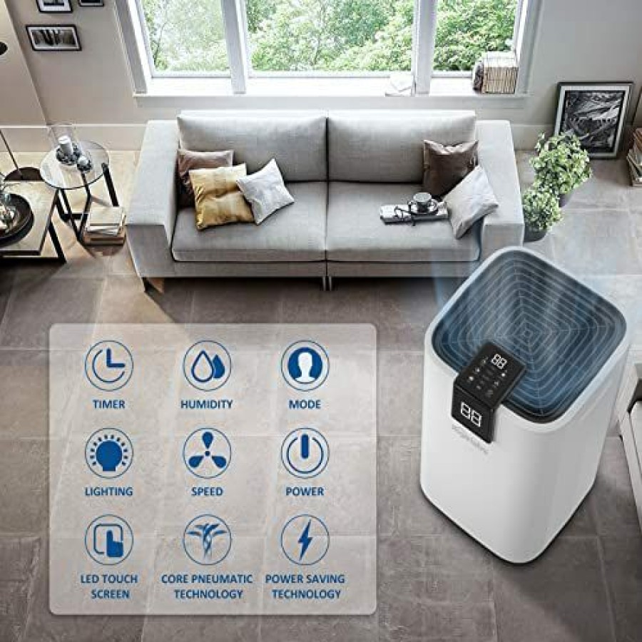 Dehumidifiers * | Bargain Sale Hogarlabs 2500 Sq. Ft Dehumidifier For Basements,Home,Large Room,35 Pint With Drain Hose And Wheels,Intelligent Humidity Control,Laundry Dry, Auto Defrost,24H Timer,Automatic Drain For Office, Bathroom And Bedroom