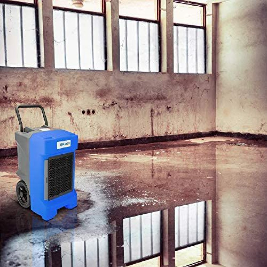 Dehumidifiers * | Special Offer Dri Bd-Bd-130-Bl Industrial Commercial Dehumidifier With Hose For Basements In Homes And Job Sites, Blue