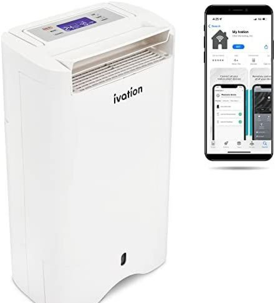 Dehumidifiers * | Affordable Price Ivation Smart Wifi Dehumidifier, Compact 19-Pint Desiccant Home Dehumidifier With Drain Hose & Smartphone Control | Ideal For Basement, Bathroom, Rv, Office, Kitchen & Small Spaces Up To 410 Sq/Ft White