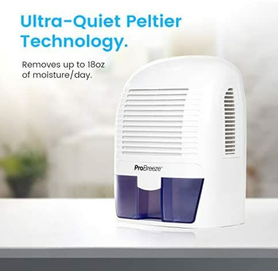 Dehumidifiers * | Limited Edition Pro Breeze Electric Mini Dehumidifier, 2200 Cubic Feet (250 Sq Ft), Compact And Portable For High Humidity In Home, Kitchen, Bedroom, Basement, Caravan, Office, Garage White