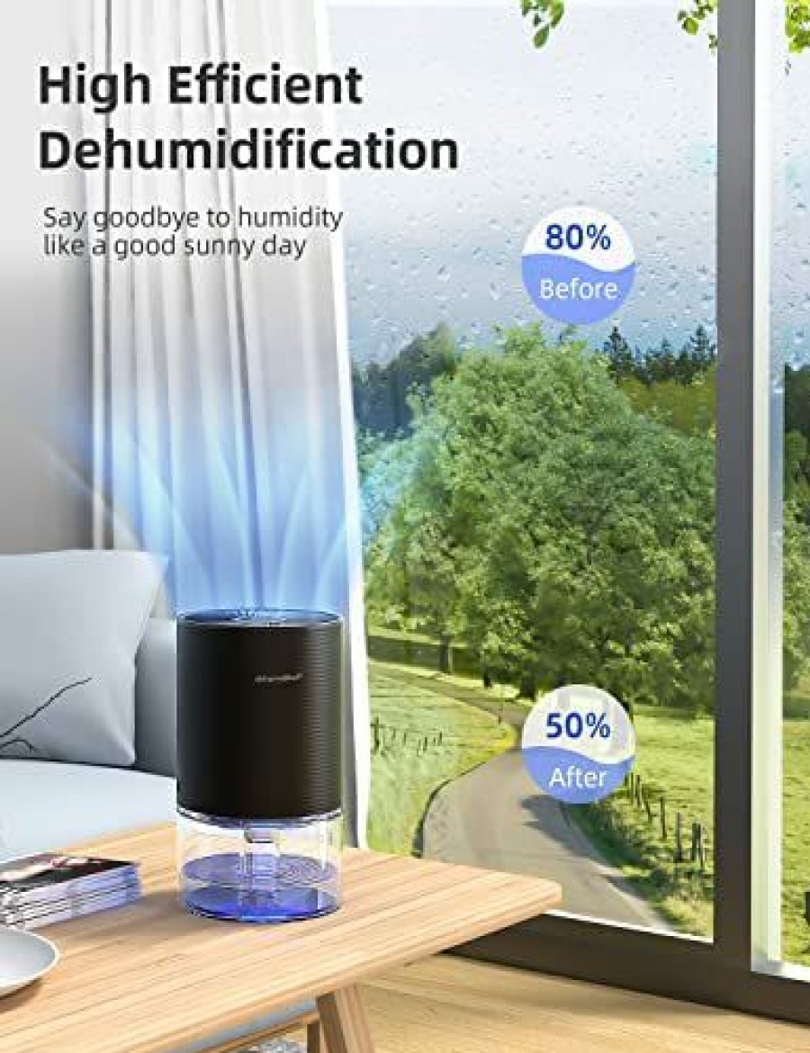 Dehumidifiers * | Bargain Sale Dehumidifiers, Small Dehumidifiers For Home Bedroom 2300 Cubic Feet With Auto-Off, Ultra-Quiet Mini Dehumidifier With Lights Energy Saving For Basement Bathroom Office Rv Black