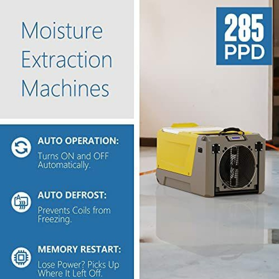 Dehumidifiers * | Bargain Sale Alorair 285 Ppd Commercial Dehumidifier, Large Industrial Slgr 1600X Dehumidifier With Pump,5 Years Warranty, For Job Sites Clean-Up, Flood, Damage Restoration Yellow